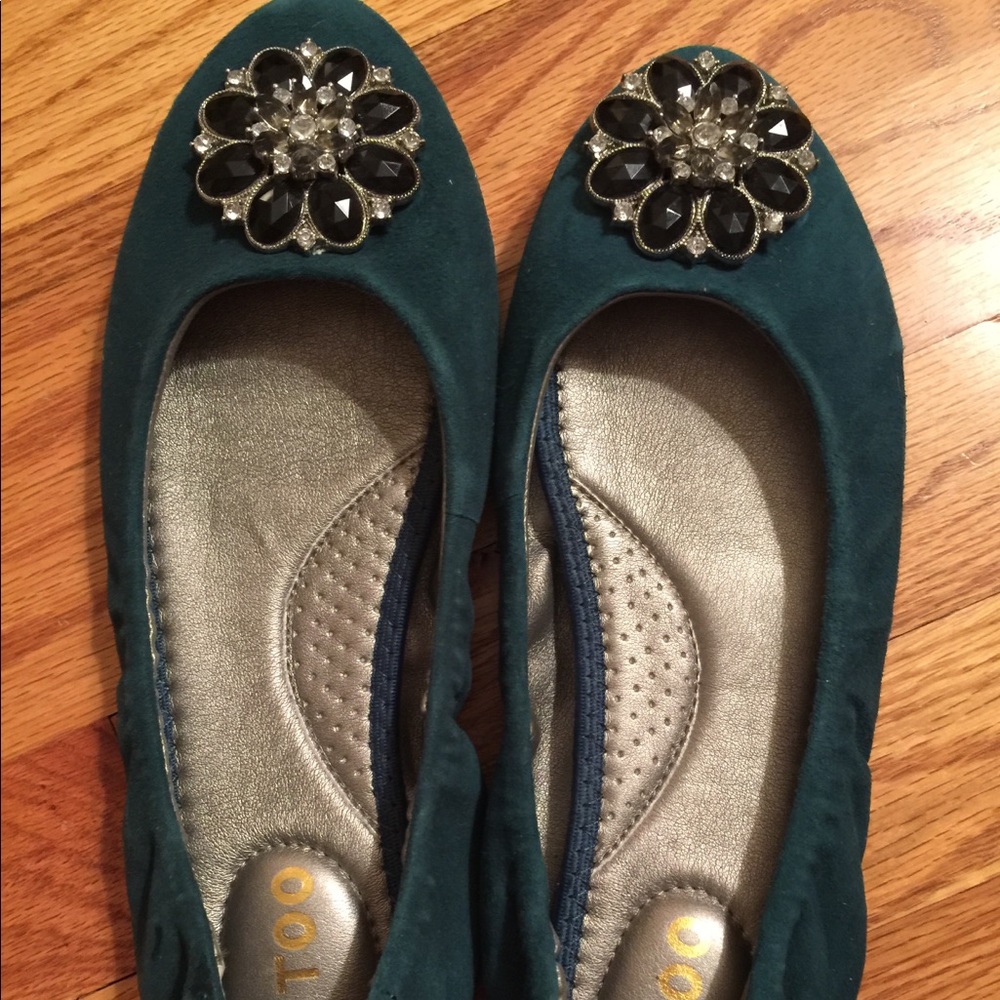 Teal flats with rhinestone